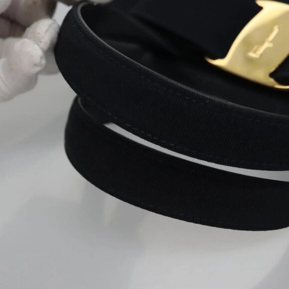 Salvatore Ferragamo Vala Hand Bag Leather 2way Navy Gold Auth - Picture 9 of 16